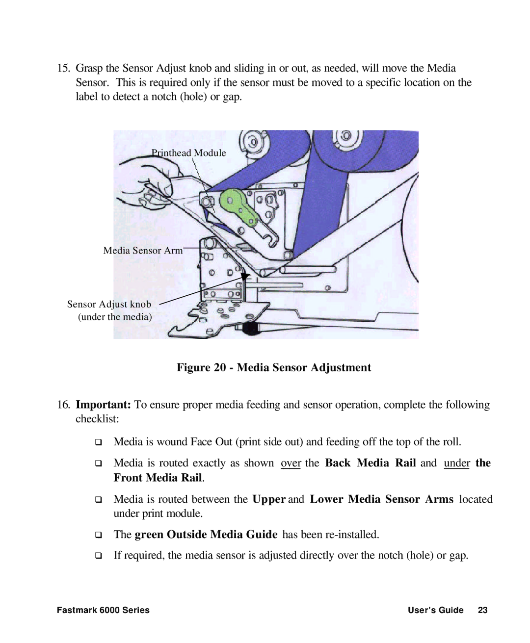 AMT Datasouth 6000 manual Media Sensor Adjustment 