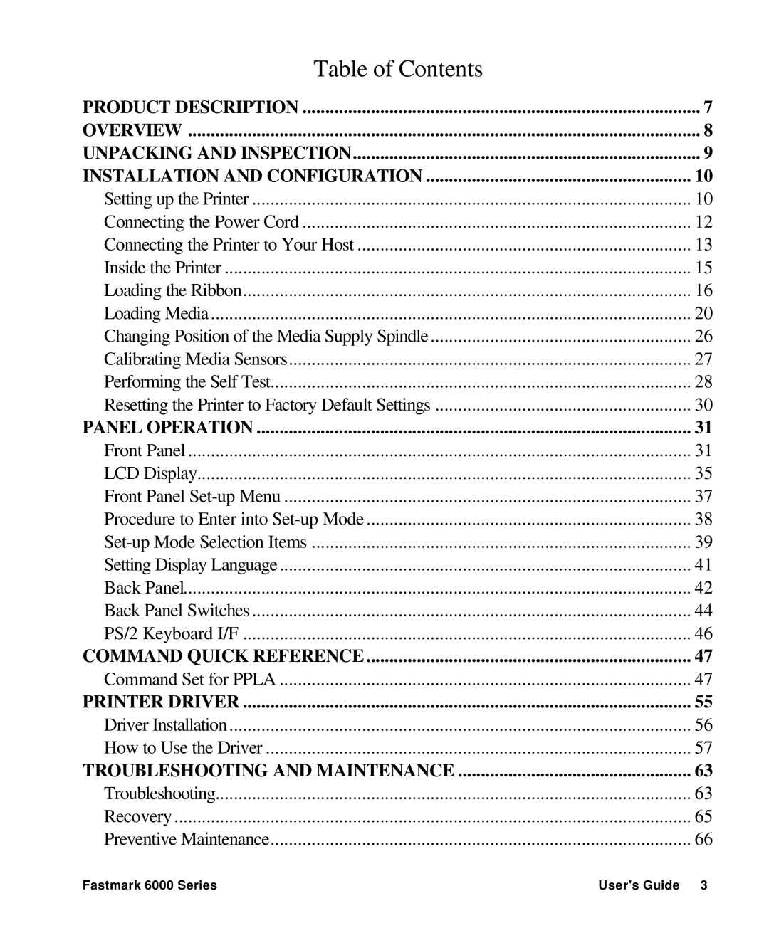 AMT Datasouth 6000 manual Table of Contents 