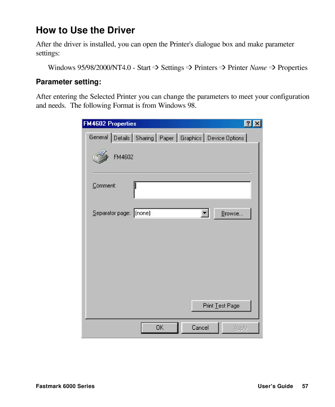 AMT Datasouth 6000 manual How to Use the Driver, Parameter setting 