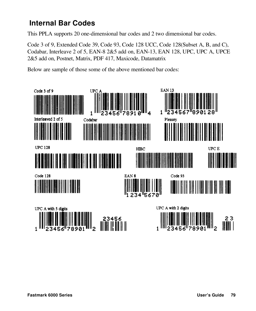 AMT Datasouth 6000 manual Internal Bar Codes 