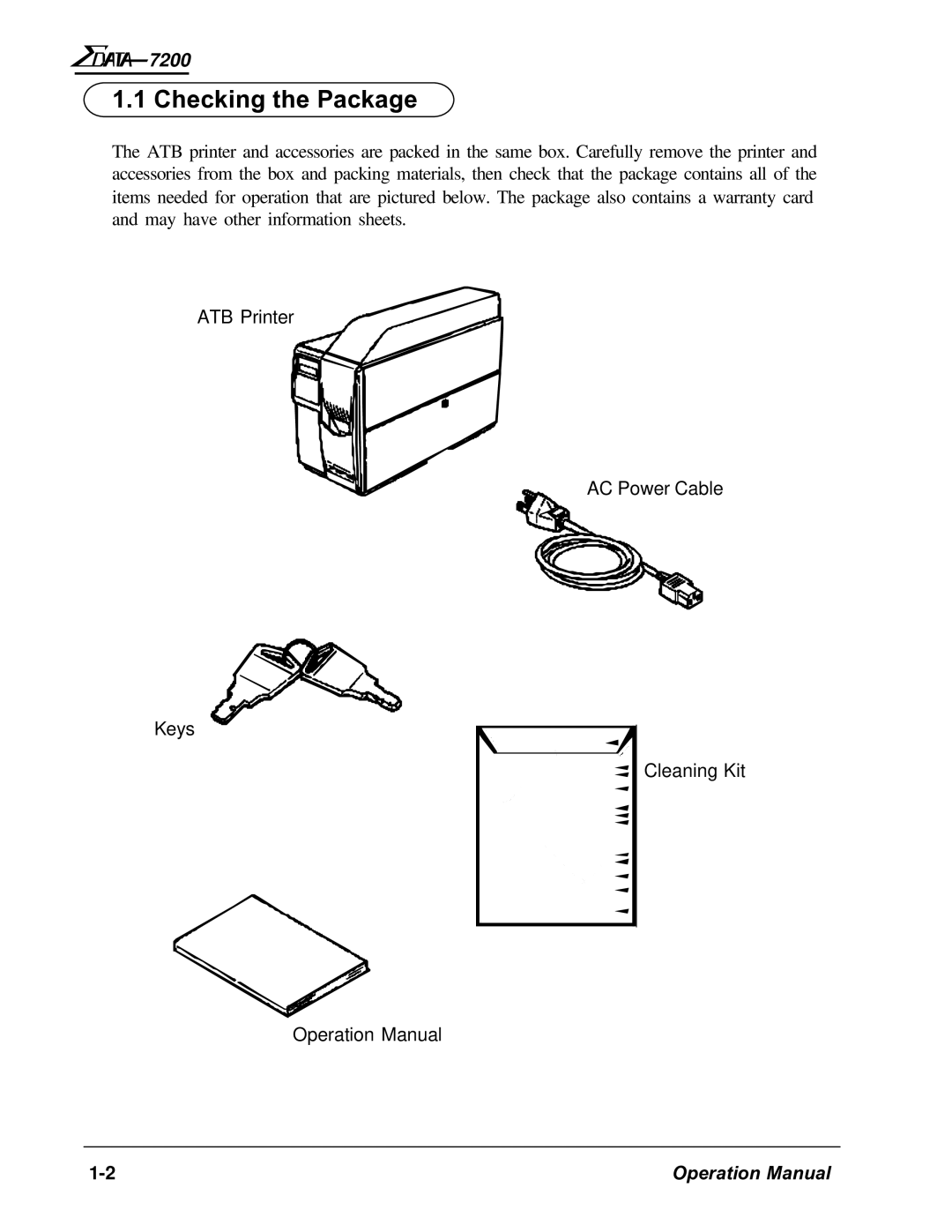 AMT Datasouth 7200 manual Checking the Package 