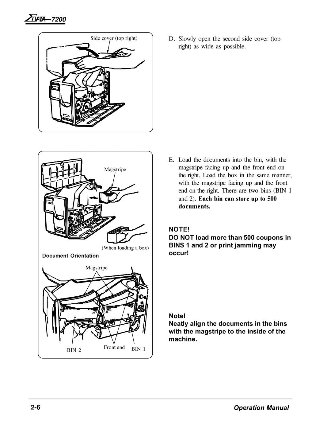 AMT Datasouth 7200 manual Document Orientation 