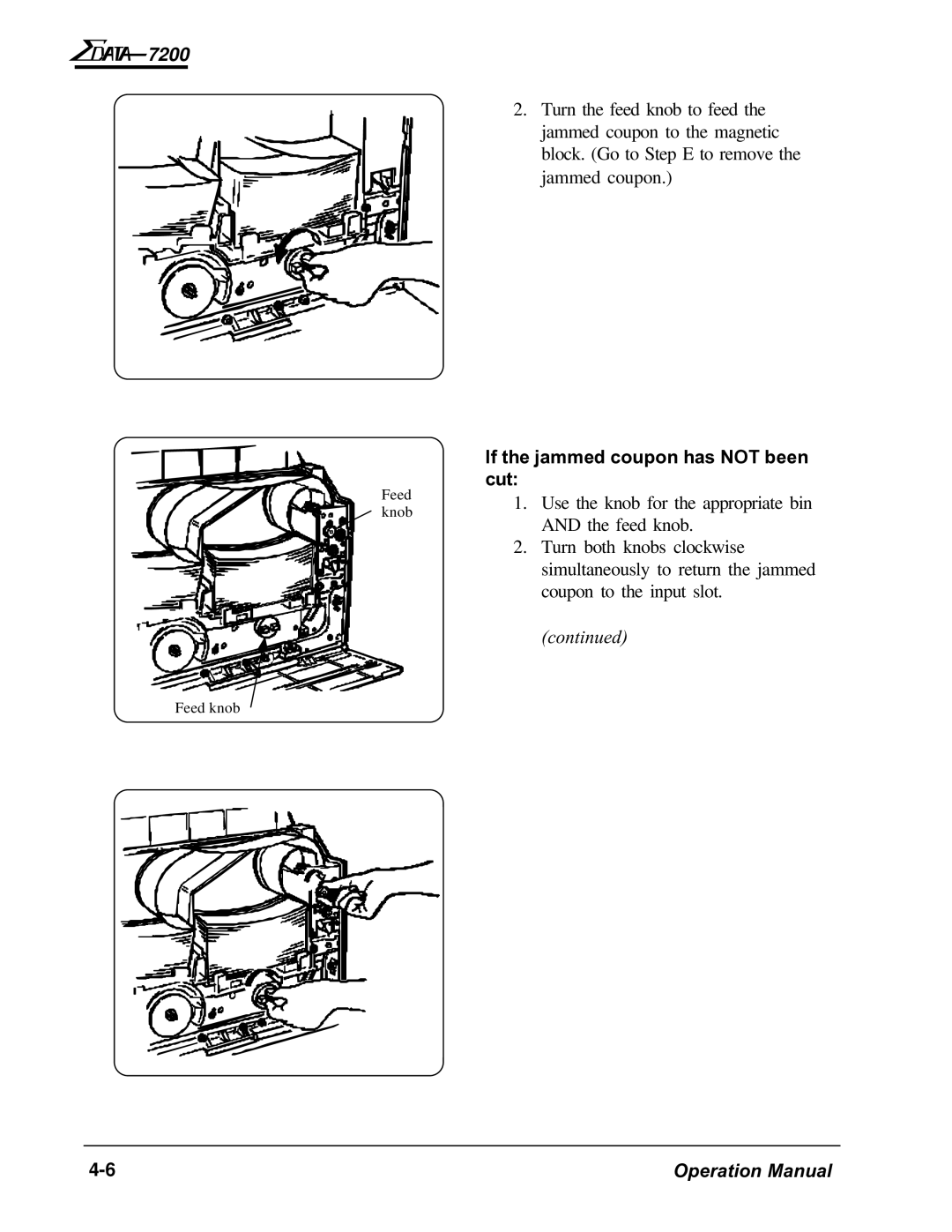 AMT Datasouth 7200 manual If the jammed coupon has not been cut 