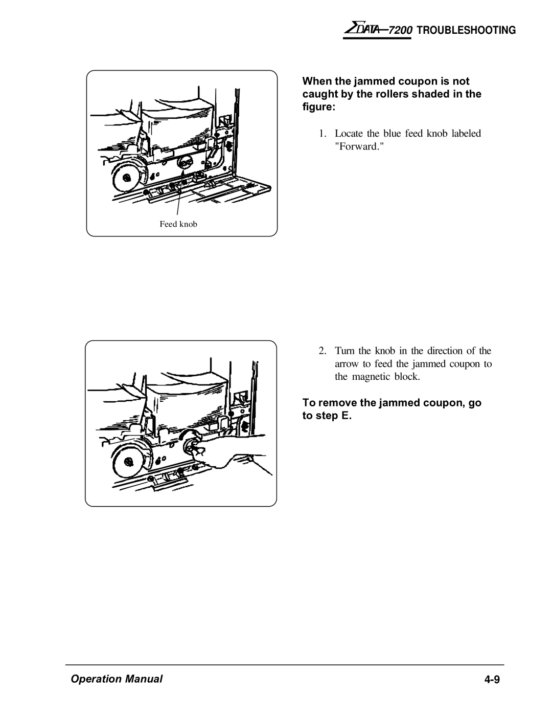 AMT Datasouth 7200 manual To remove the jammed coupon, go to step E 