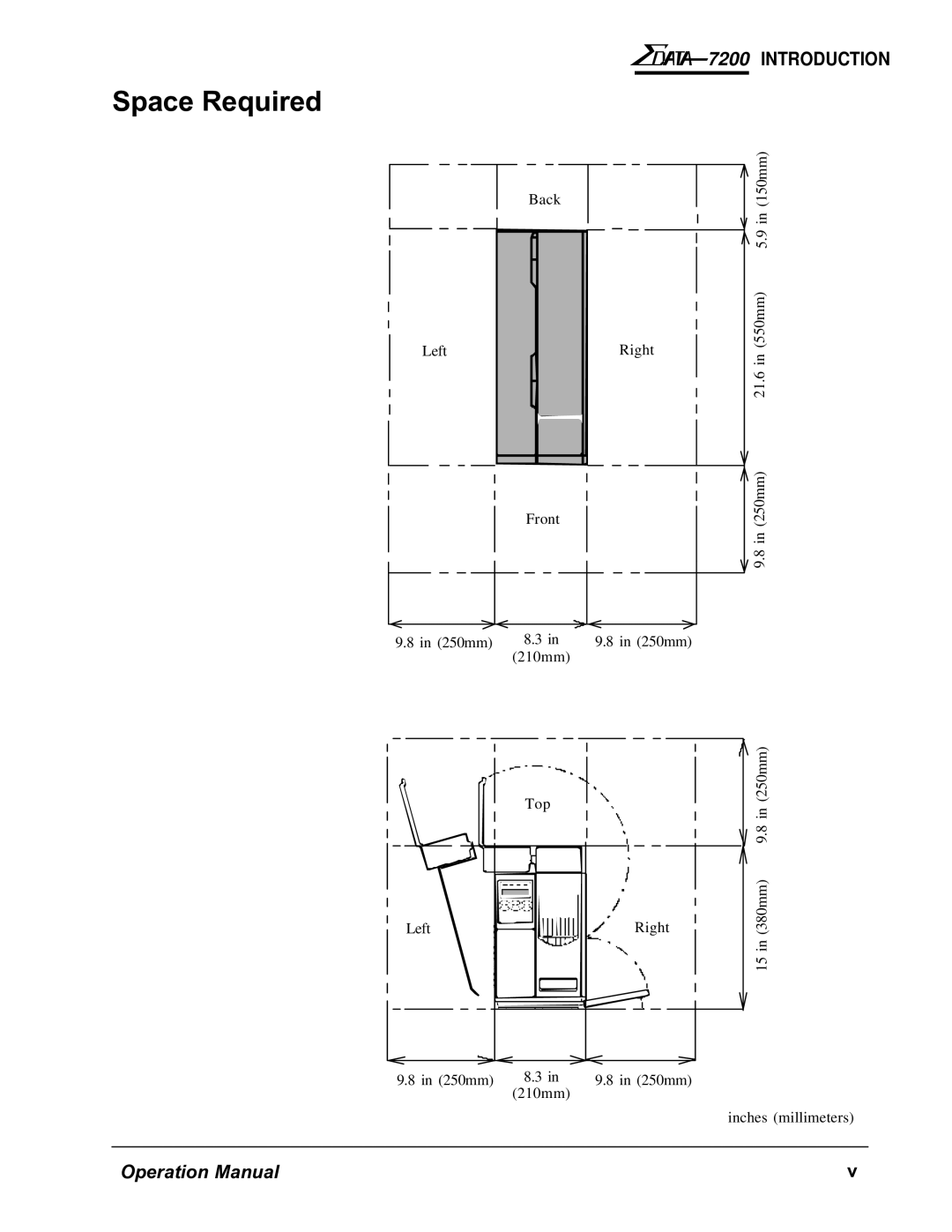 AMT Datasouth 7200 manual Space Required 