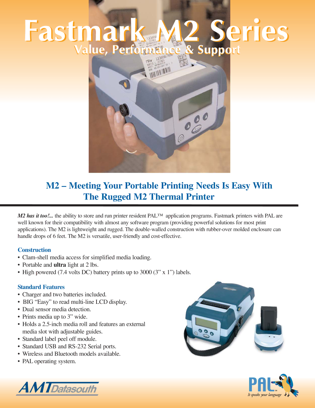 AMT Datasouth M2 Series manual Construction, Standard Features 