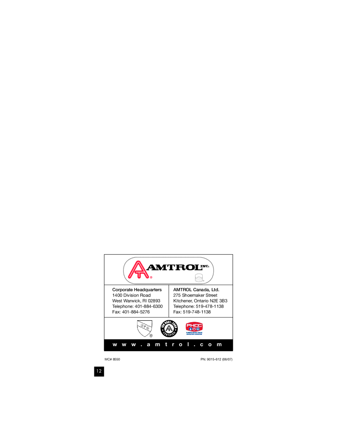 Amtrol Therm-X-Trol manual W . a m t r o l . c o m 