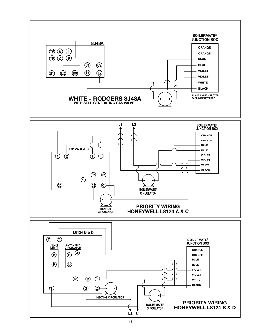 Amtrol RTR, WH-7 Classic Series, Top Down, WH-9 Classic Series warranty Priority Wiring Honeywell L8124 B & D 