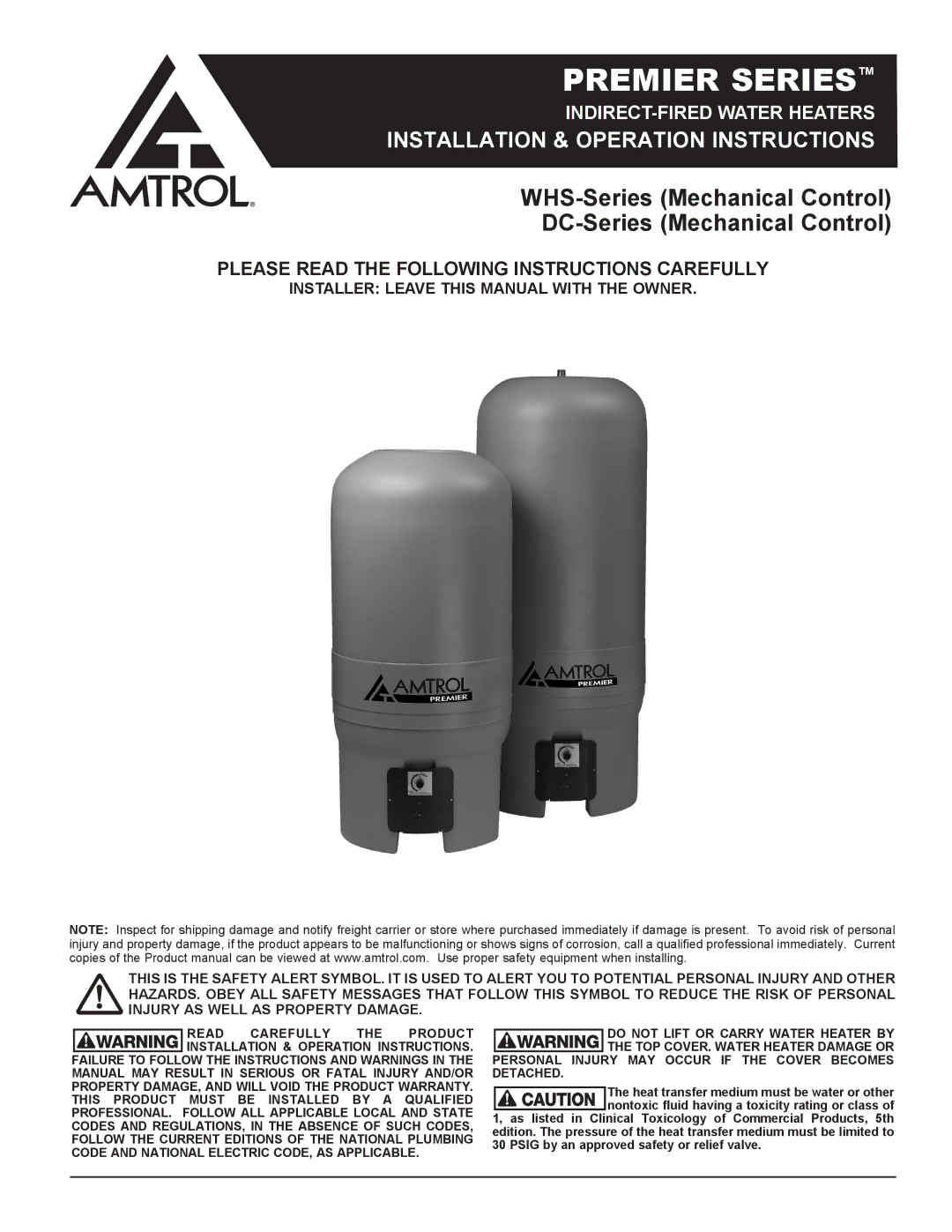 Amtrol whs-series warranty Premier Series 