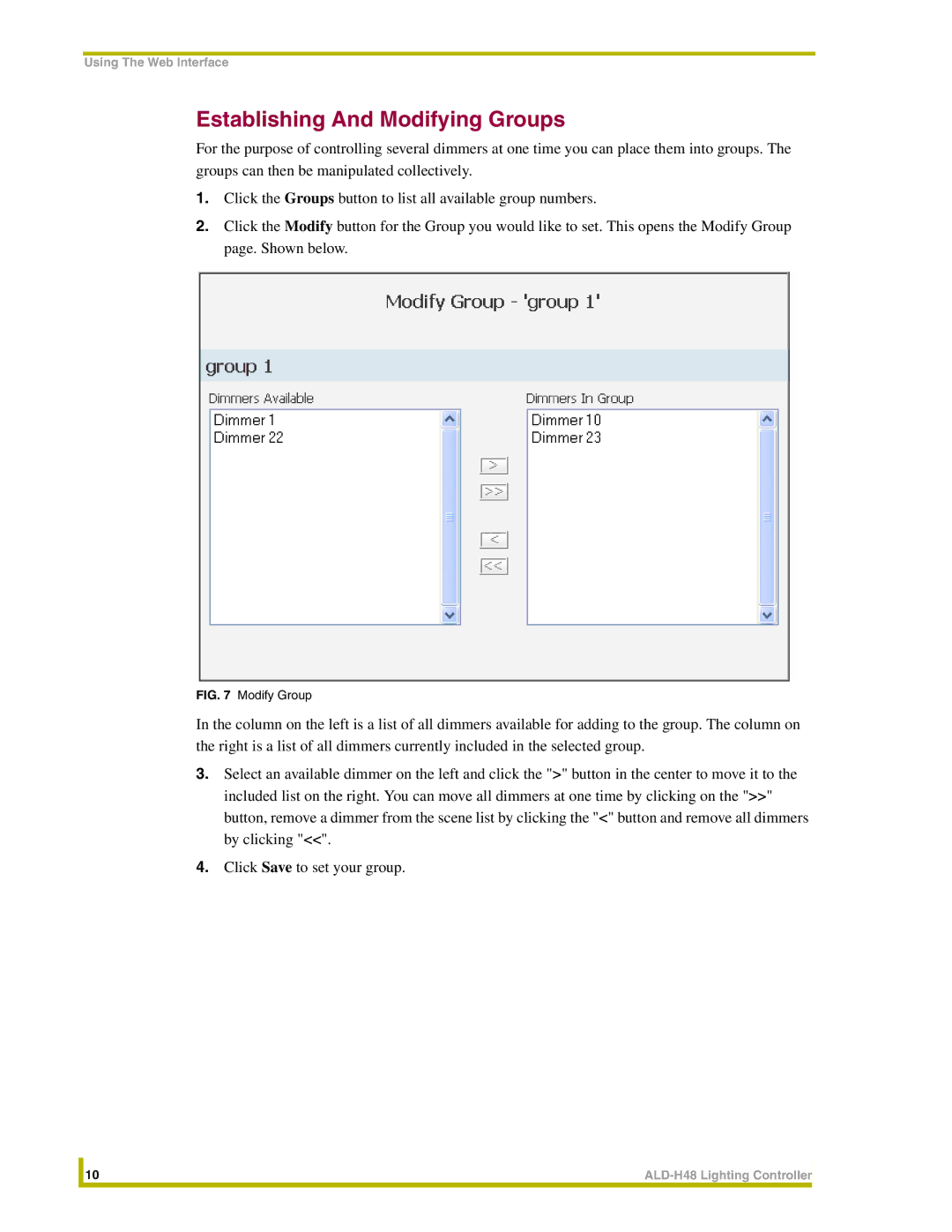 AMX ALD-H48 instruction manual Establishing And Modifying Groups, Modify Group 