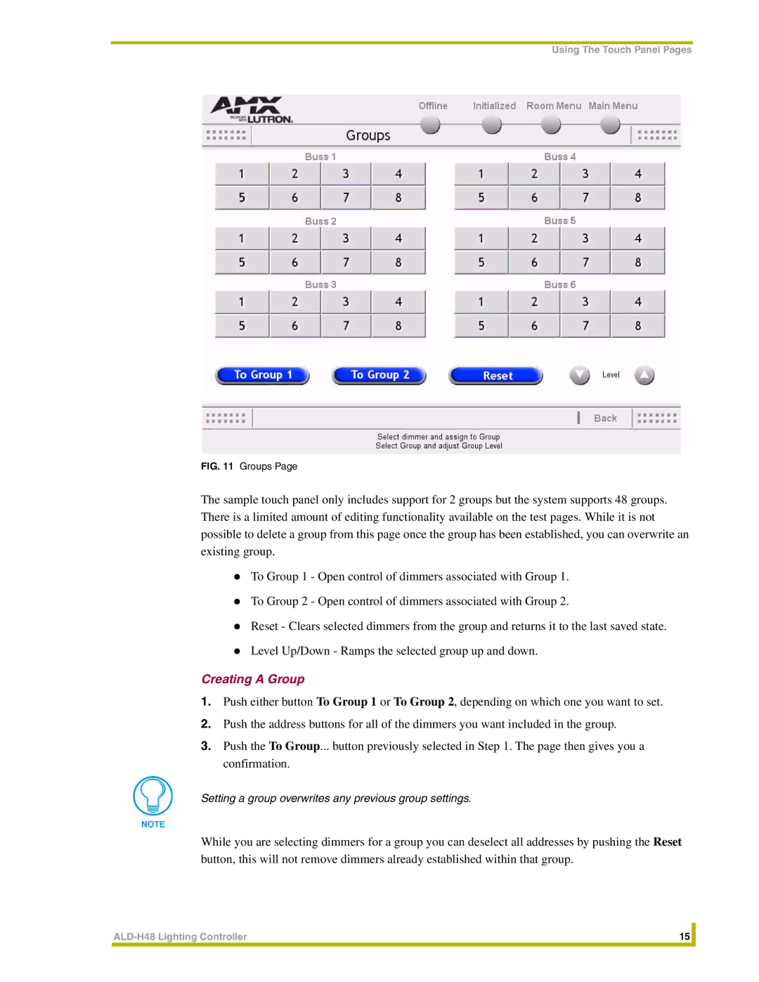 AMX ALD-H48 instruction manual Creating a Group 