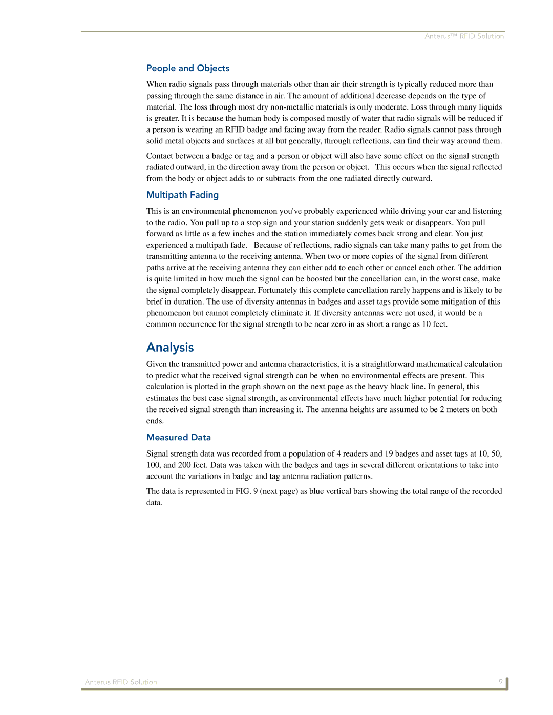 AMX Anterus manual Analysis, People and Objects, Multipath Fading, Measured Data 