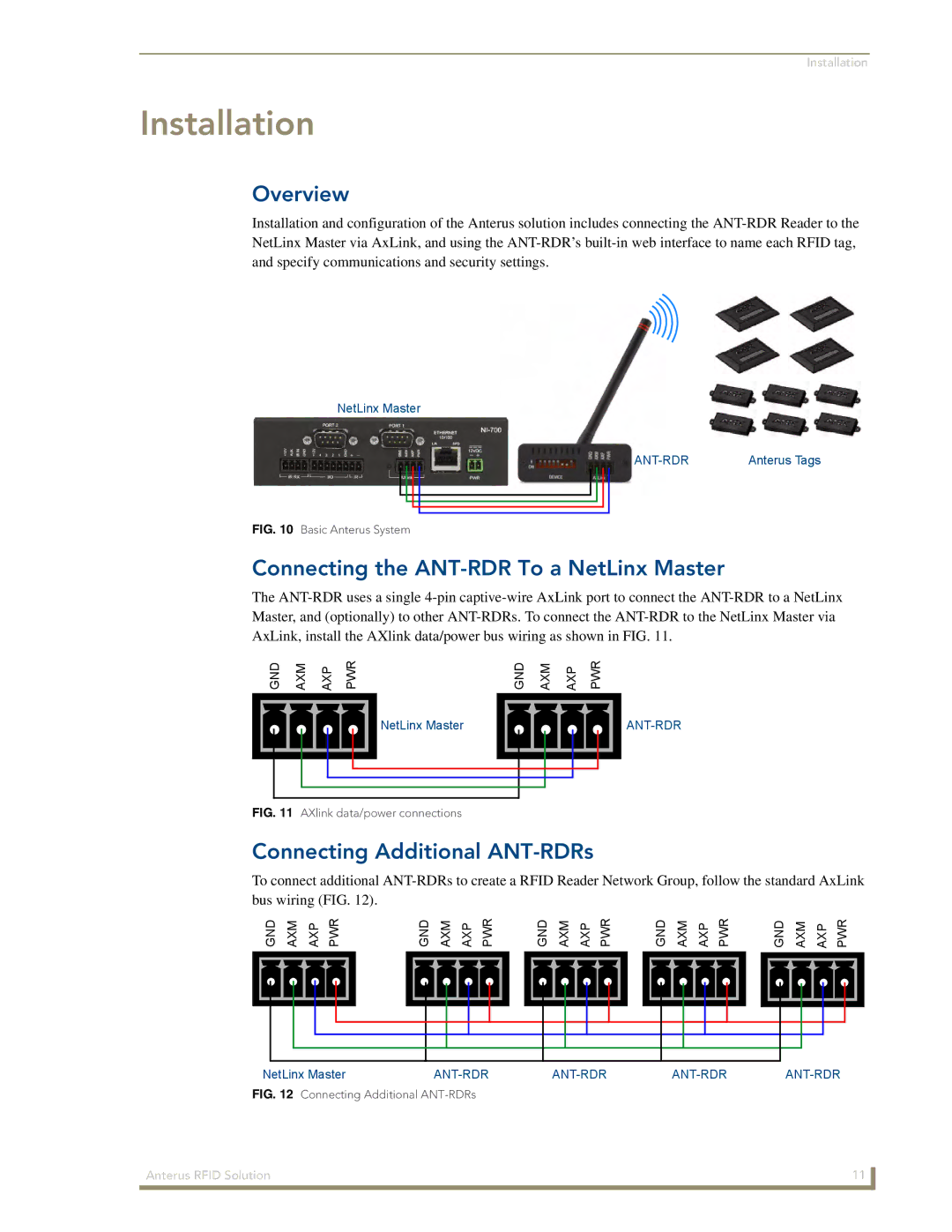 AMX Anterus manual Connecting the ANT-RDR To a NetLinx Master, Connecting Additional ANT-RDRs 