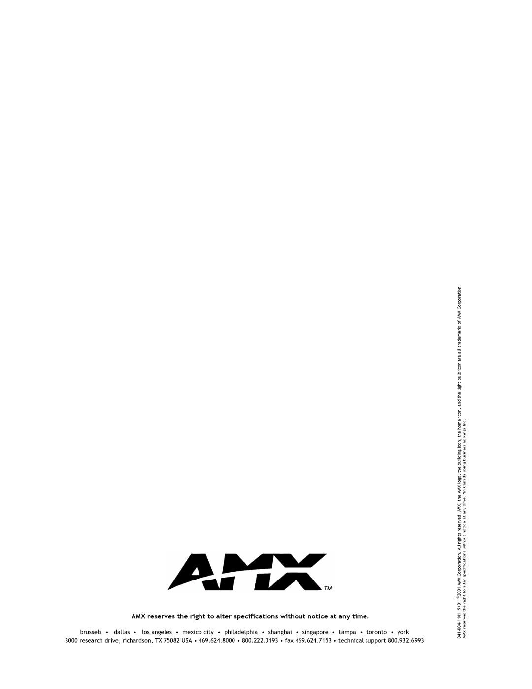 AMX AV2SM instruction manual AMX reserves 