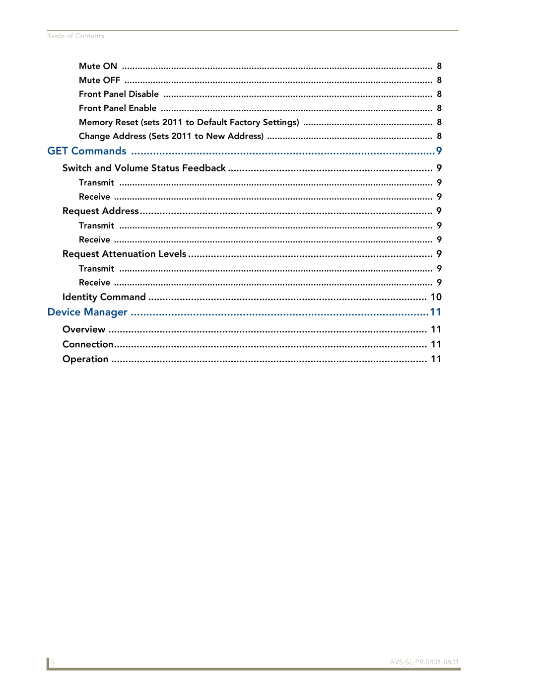 AMX AVS-SL-PR-0401-0601 manual Device Manager 