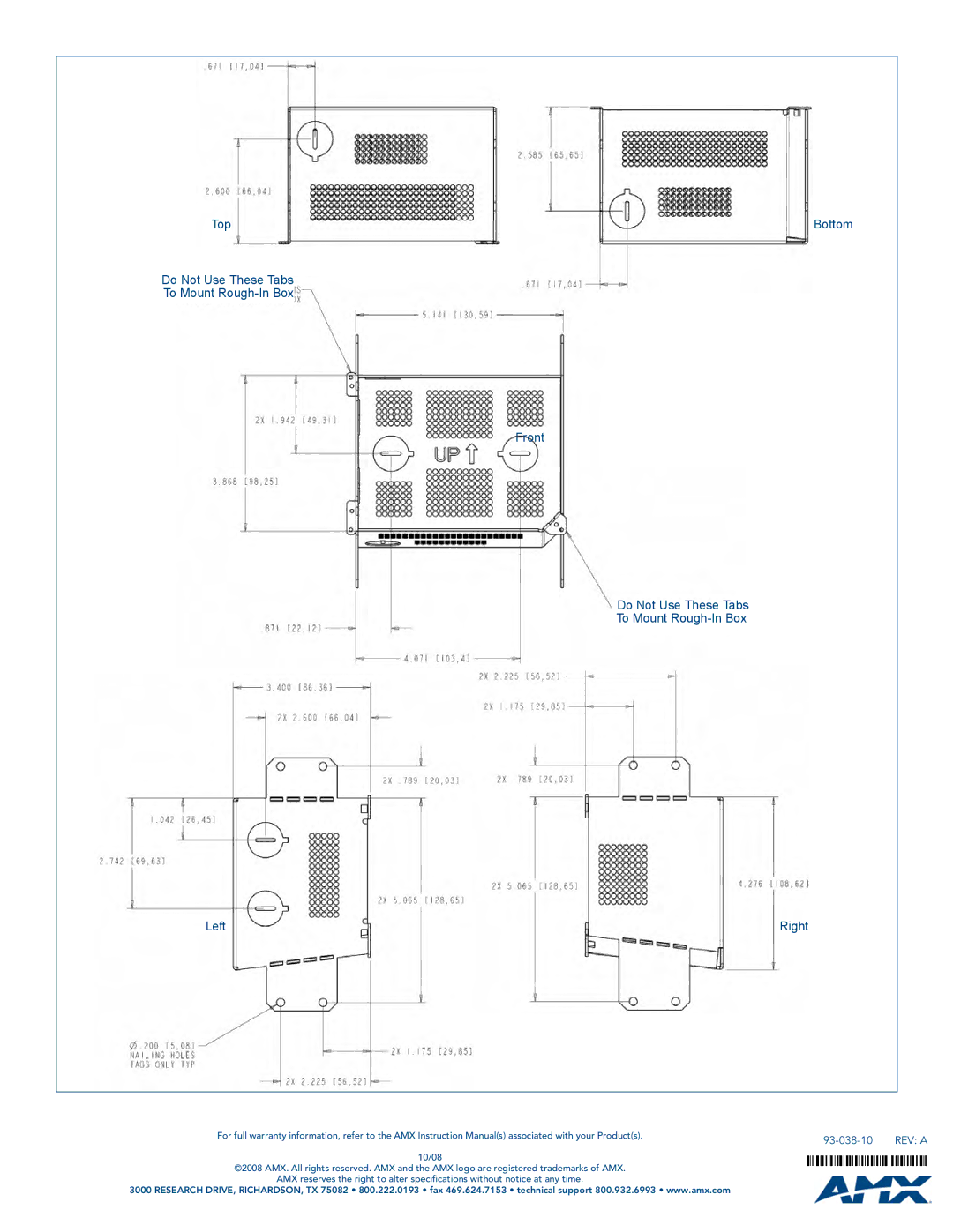 AMX CB-TP5 specifications 93-038-10, REV a 