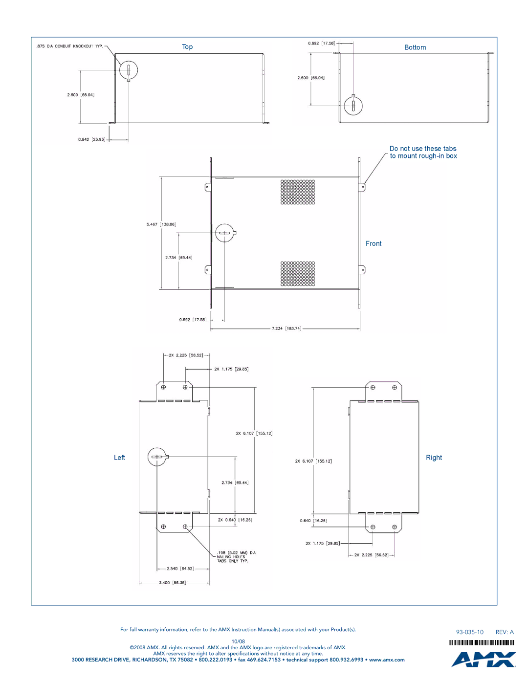 AMX CB-TP7 specifications 93-035-10, REV a 