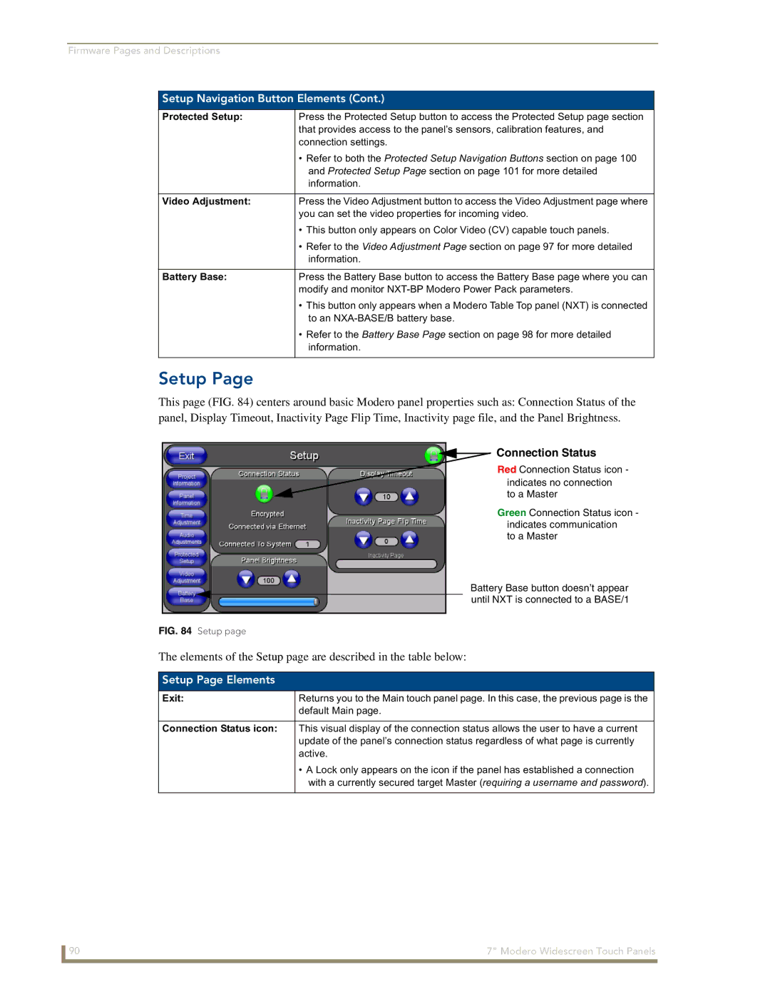 AMX CV7 manual Setup Page Elements 