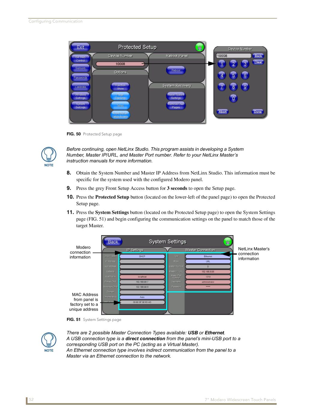 AMX CV7 manual Modero connection information 