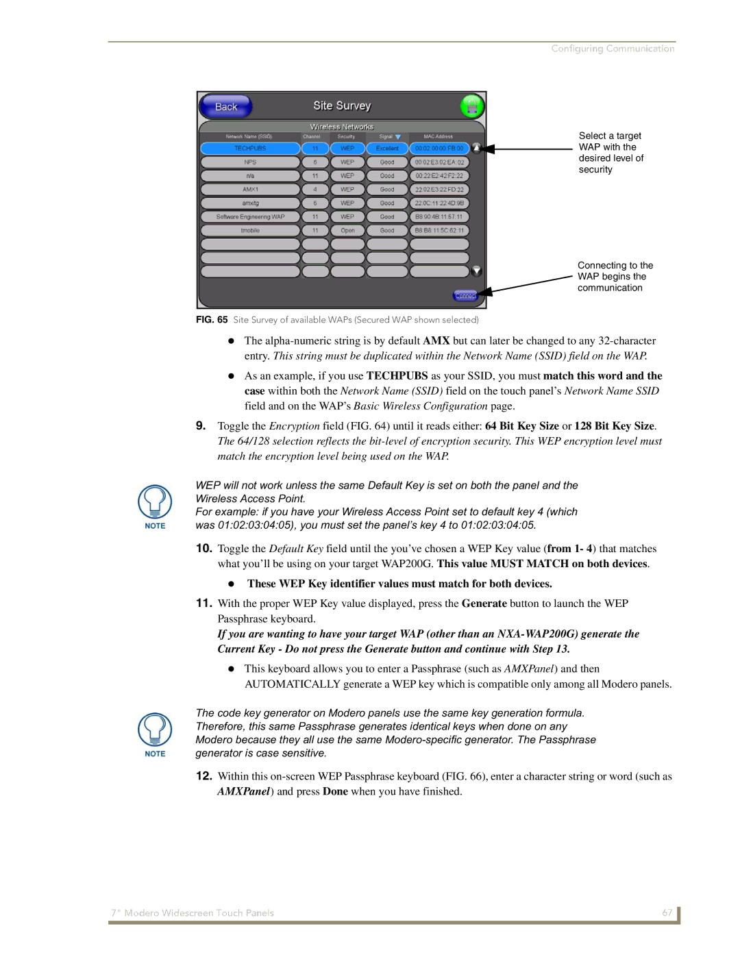 AMX CV7 manual These WEP Key identifier values must match for both devices 