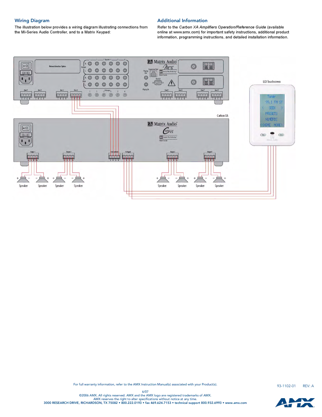 AMX DAS-AMP8, DAS-IAMP4, DAS-IAMP8 specifications Wiring Diagram, Additional Information 