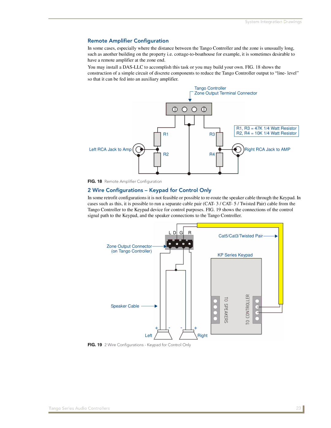 AMX DAS-T0808-SIG, DAS-T0804-SIG manual Remote Amplifier Configuration, Wire Configurations Keypad for Control Only 