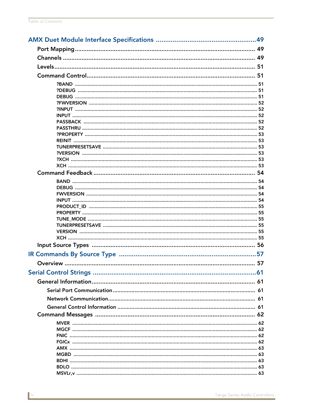 AMX DAS-T0804-SIG, DAS-T0808-SIG manual IR Commands By Source Type 