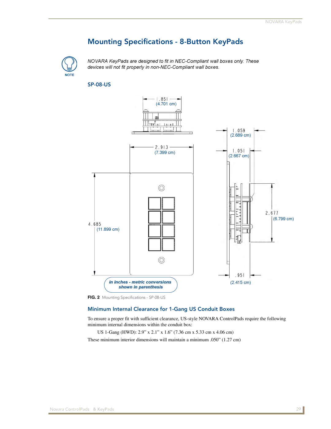 AMX 1000 Series, DCS1000 manual Mounting Specifications SP-08-US 