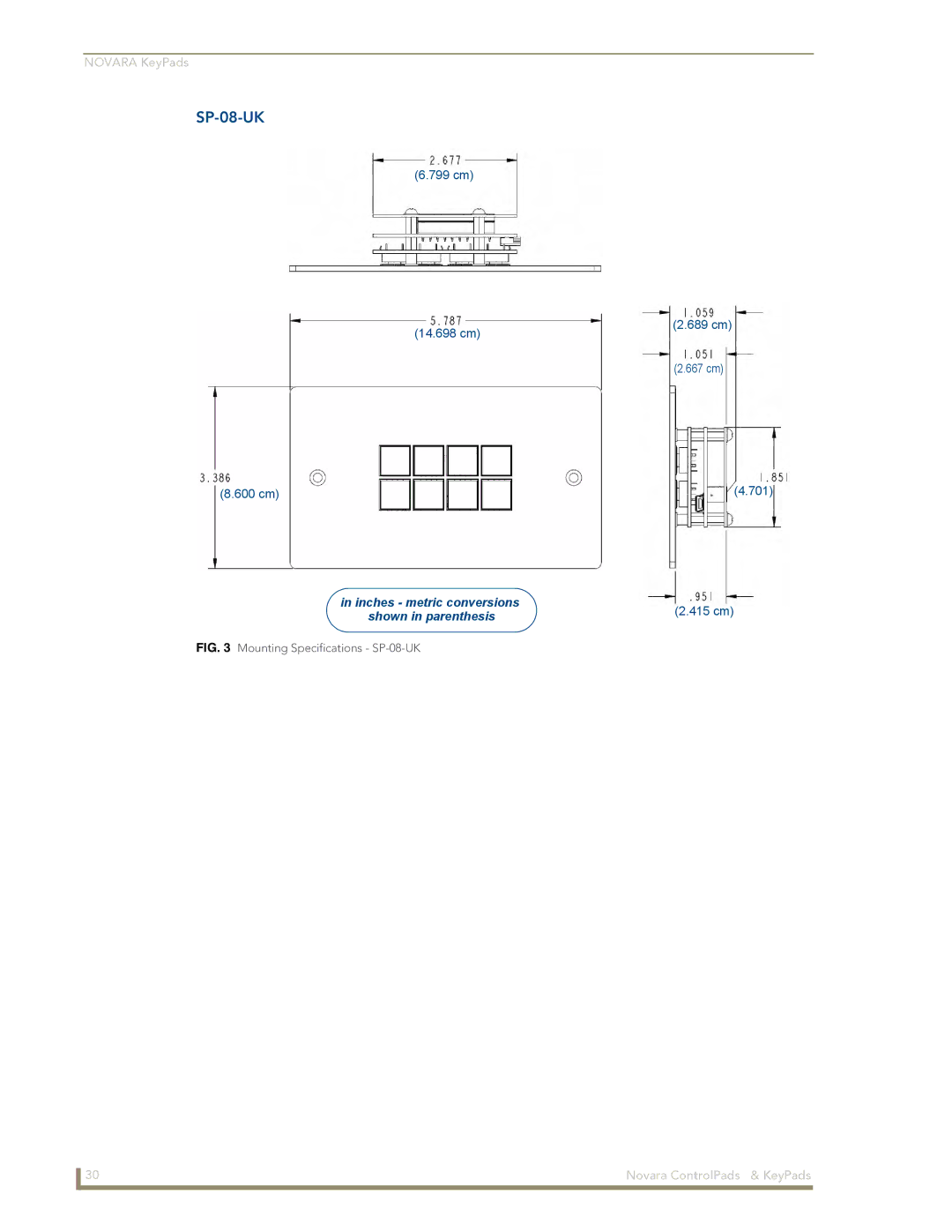 AMX DCS1000, 1000 Series manual Mounting Specifications SP-08-UK 