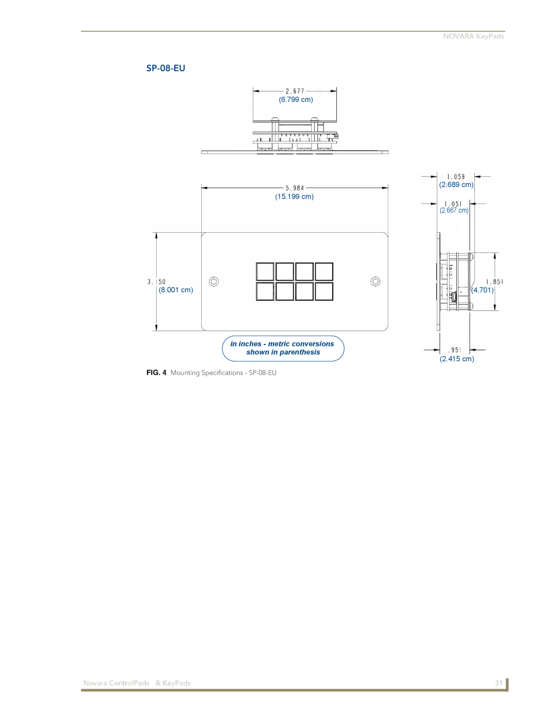 AMX 1000 Series, DCS1000 manual Mounting Specifications SP-08-EU 