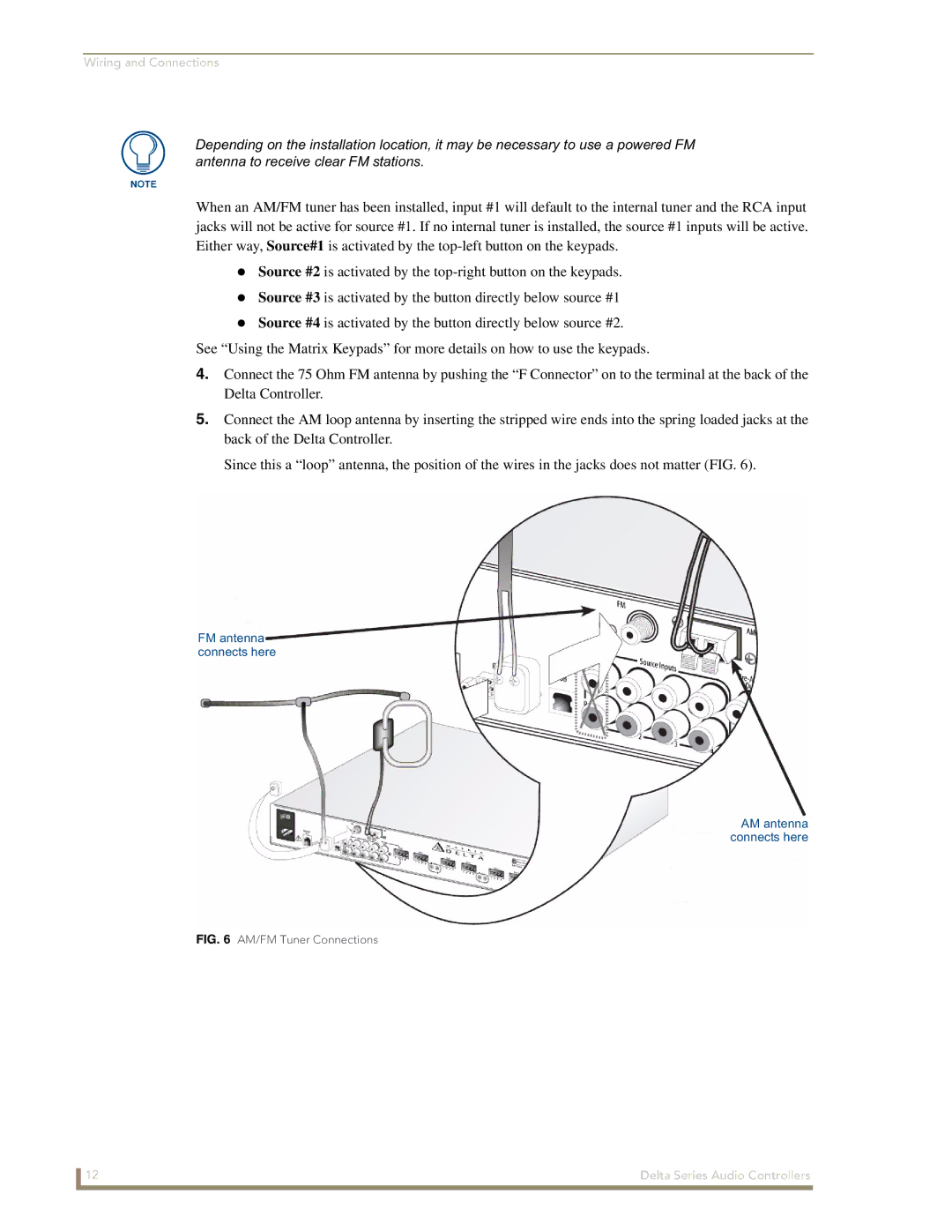 AMX Delta Series manual FM antenna connects here AM antenna connects here 