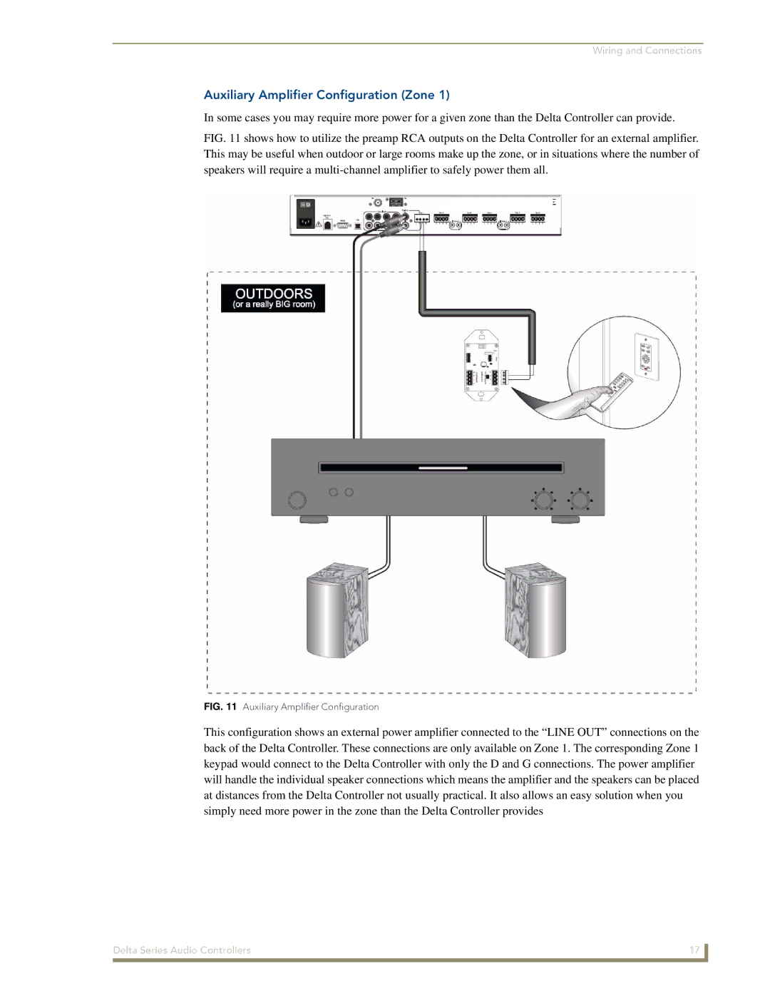 AMX Delta Series manual Auxiliary Amplifier Configuration Zone 