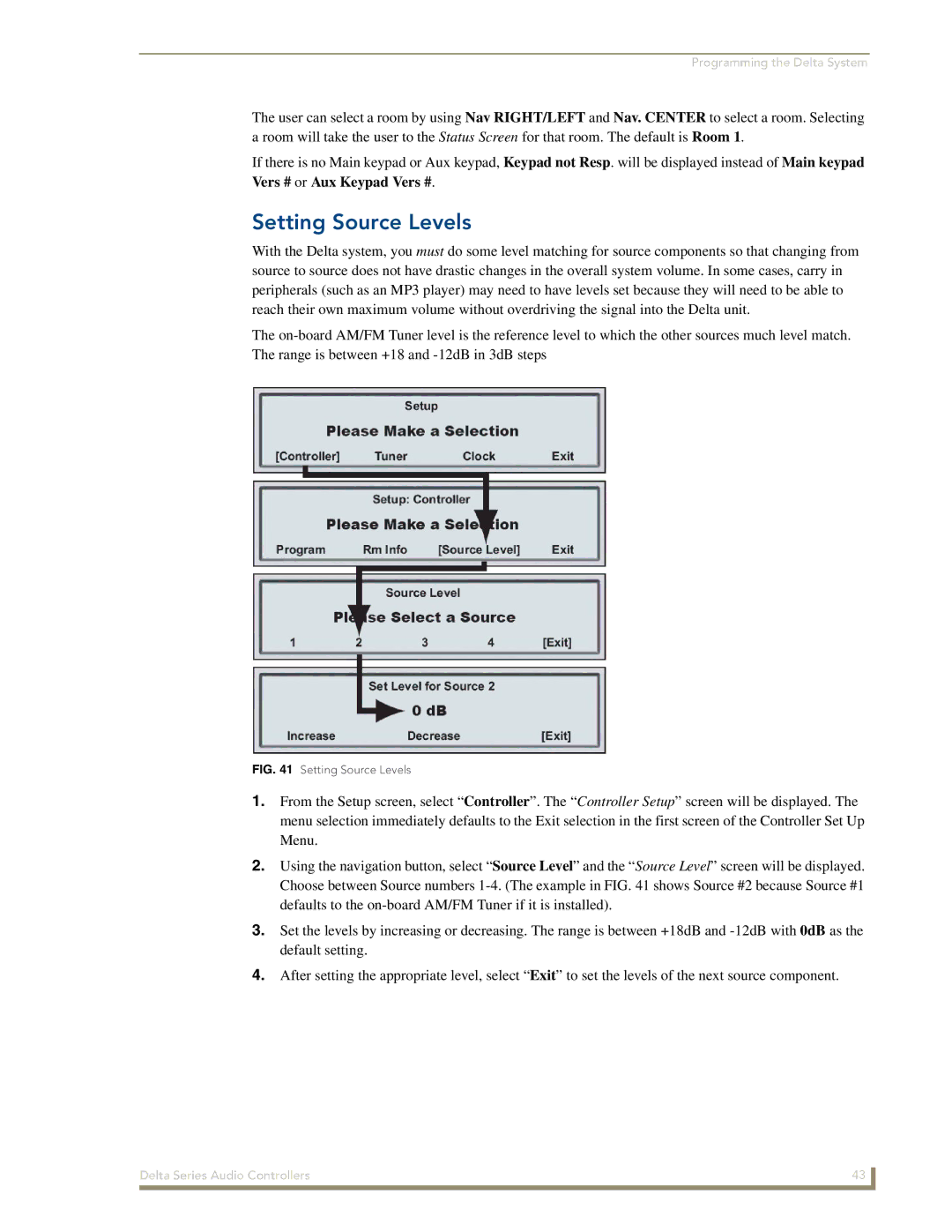 AMX Delta Series manual Setting Source Levels 