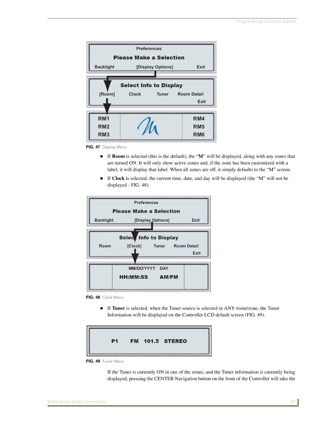 AMX Delta Series manual Display Menu 