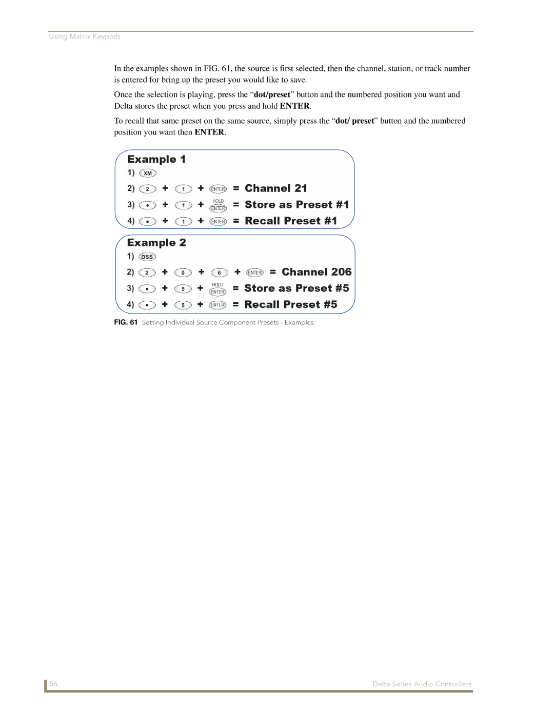 AMX Delta Series manual Setting Individual Source Component Presets Examples 