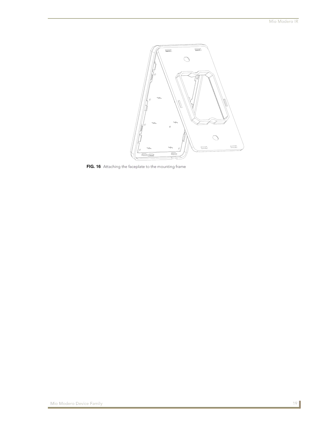 AMX Device Family manual Attaching the faceplate to the mounting frame 