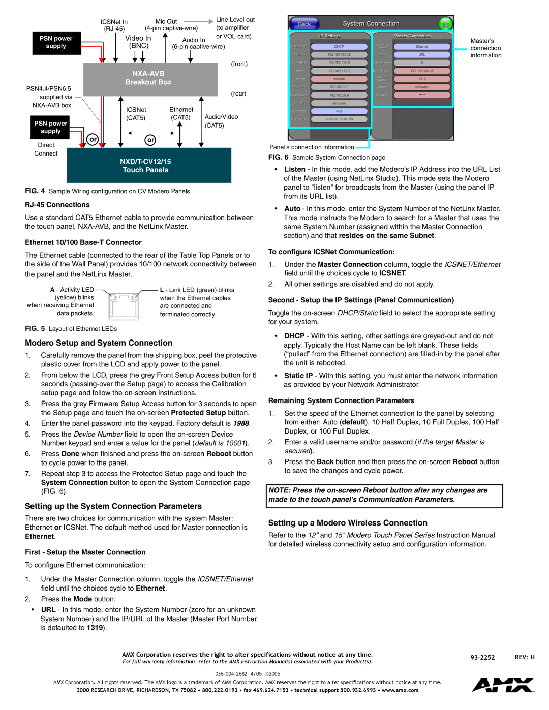 AMX Firmware version G4 quick start Modero Setup and System Connection, Setting up the System Connection Parameters 