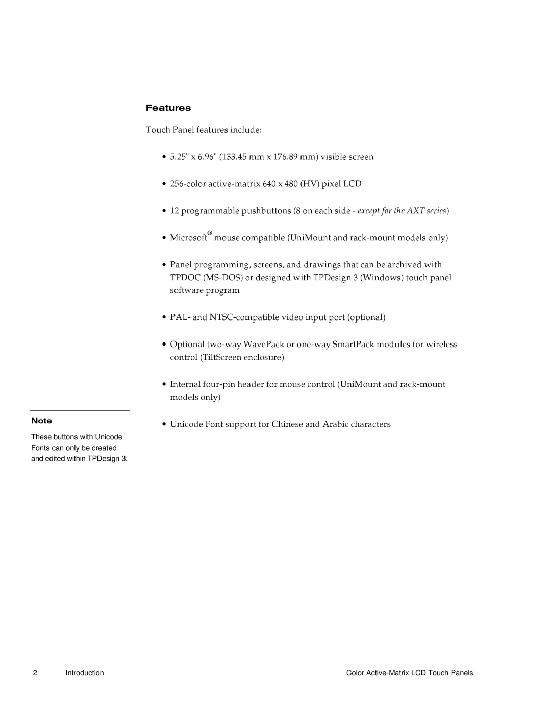 AMX G3 manual Features 