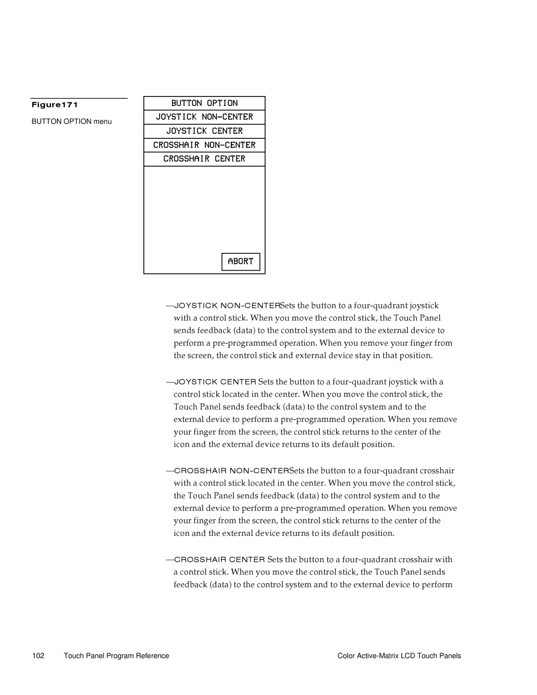 AMX G3 manual Button Option menu 