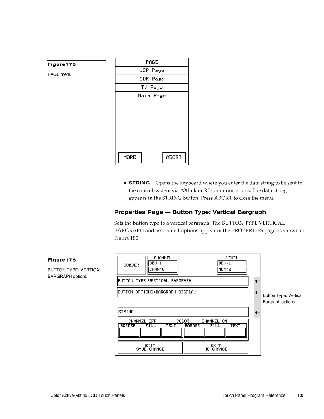 AMX G3 manual Properties Page Button Type Vertical Bargraph 