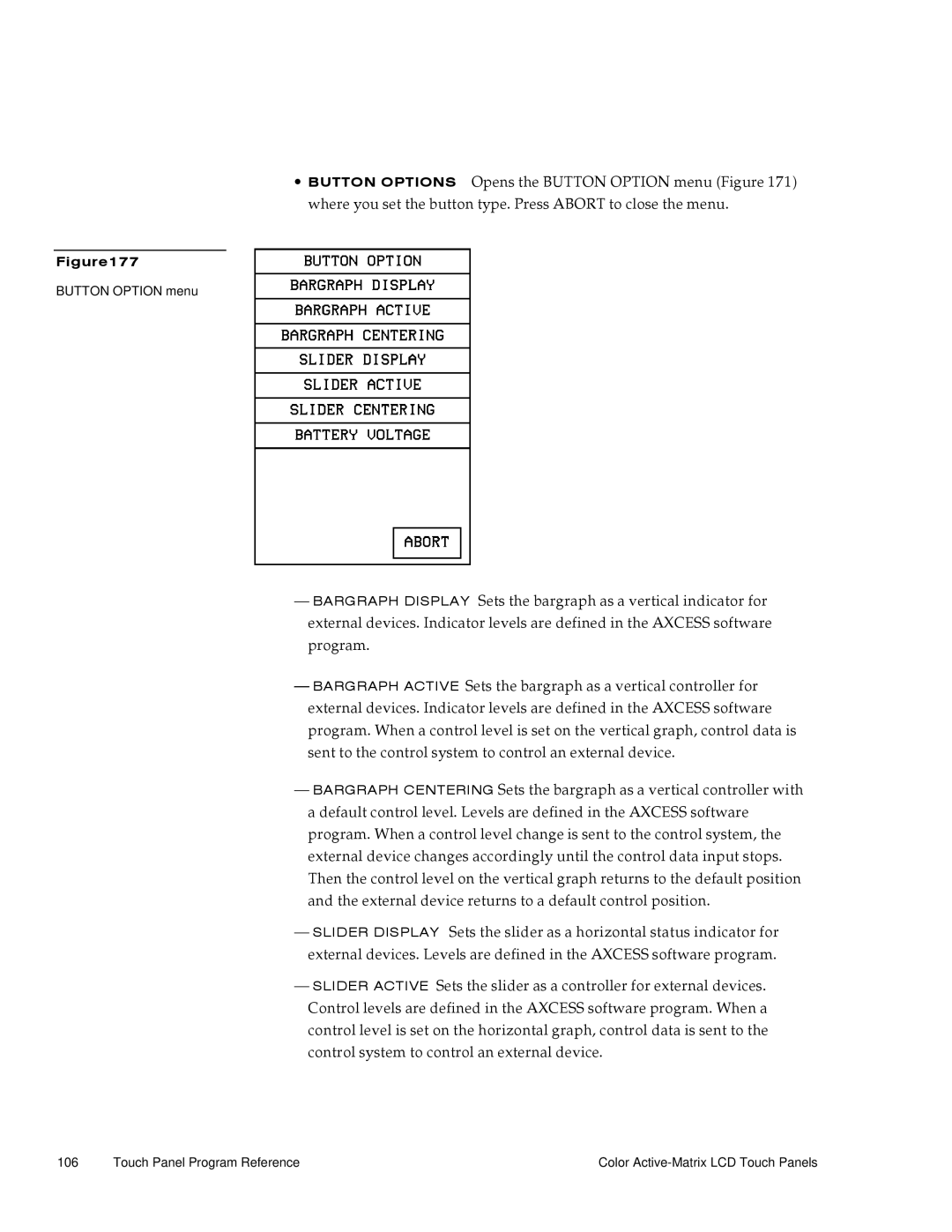 AMX G3 manual Button Option menu 