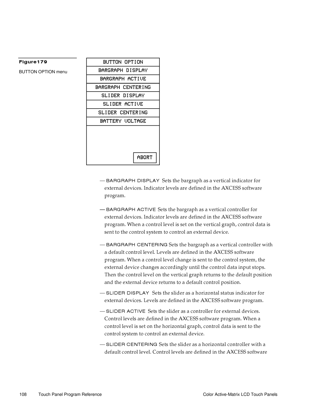 AMX G3 manual Button Option menu 