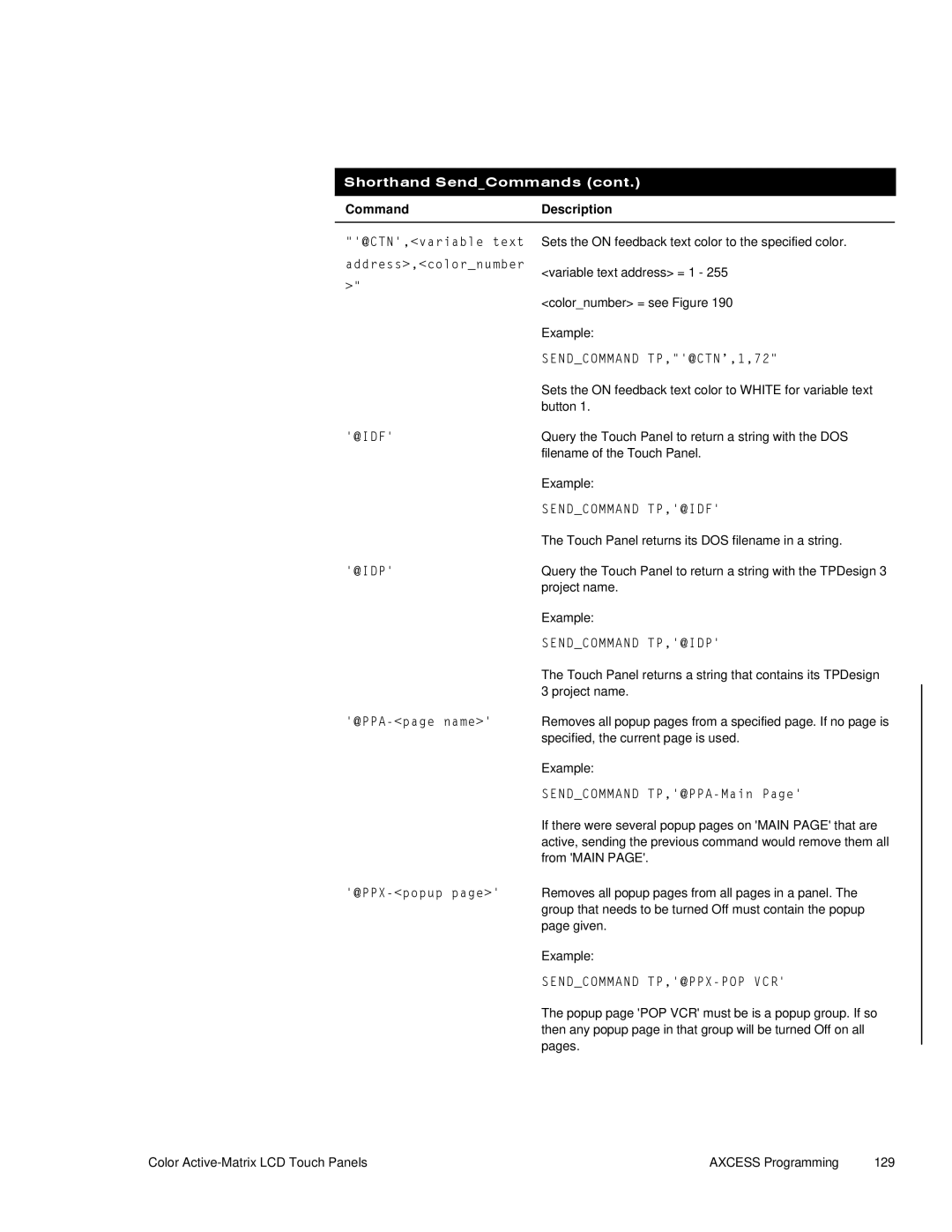 AMX G3 manual Sets the on feedback text color to the specified color 