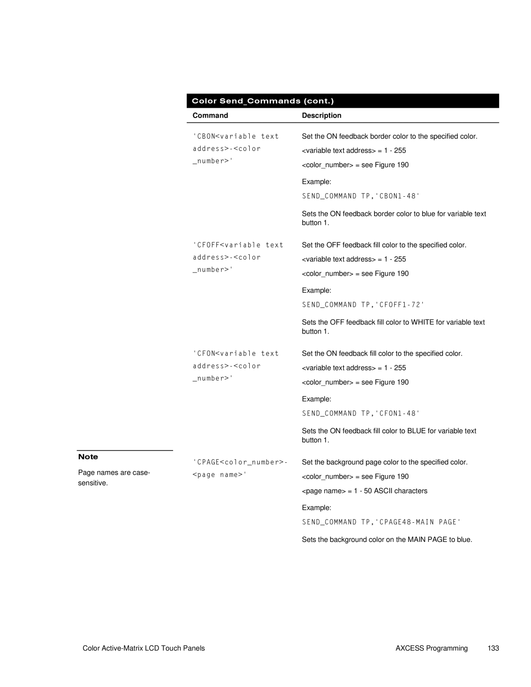 AMX G3 manual Names are case Sensitive 