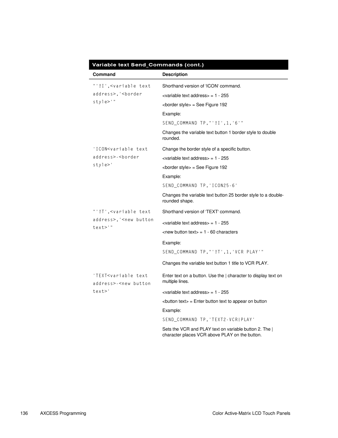 AMX G3 manual Sendcommand TP,ICON25-6 