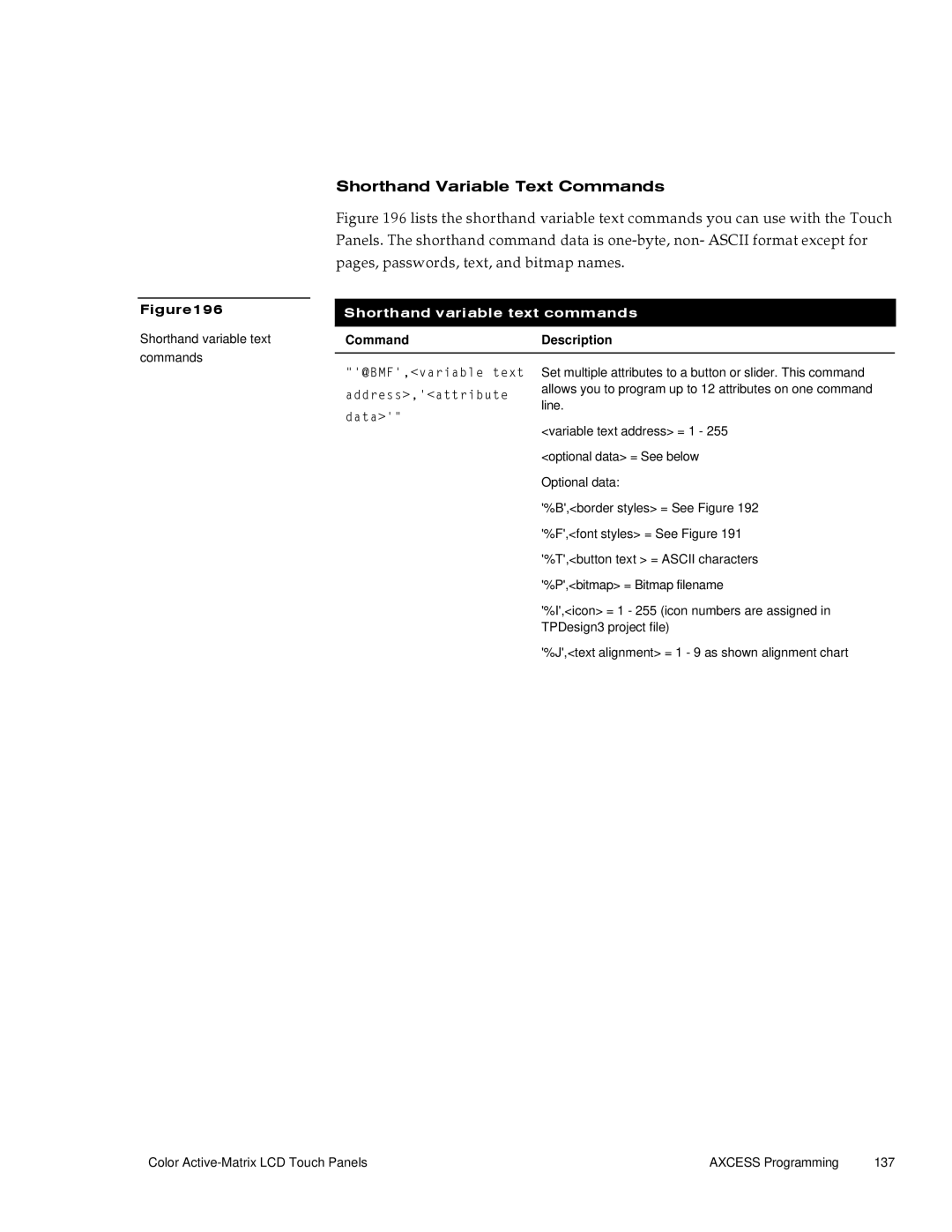 AMX G3 manual Shorthand Variable Text Commands, Shorthand variable text commands 