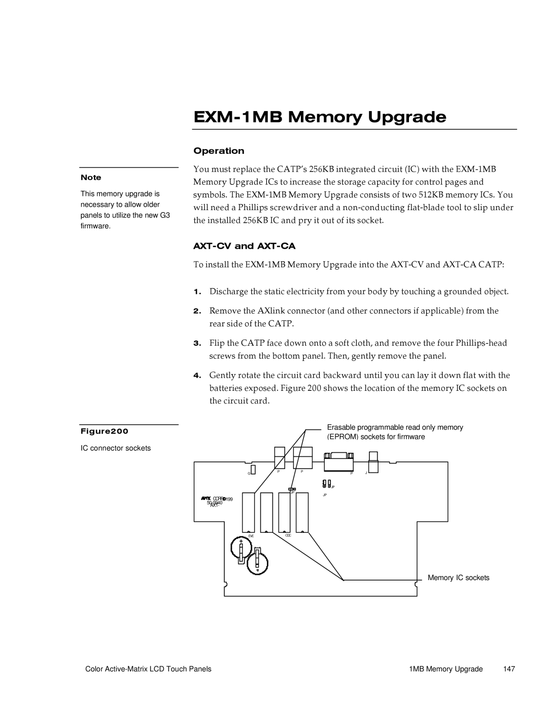 AMX G3 manual EXM-1MB Memory Upgrade, Operation 