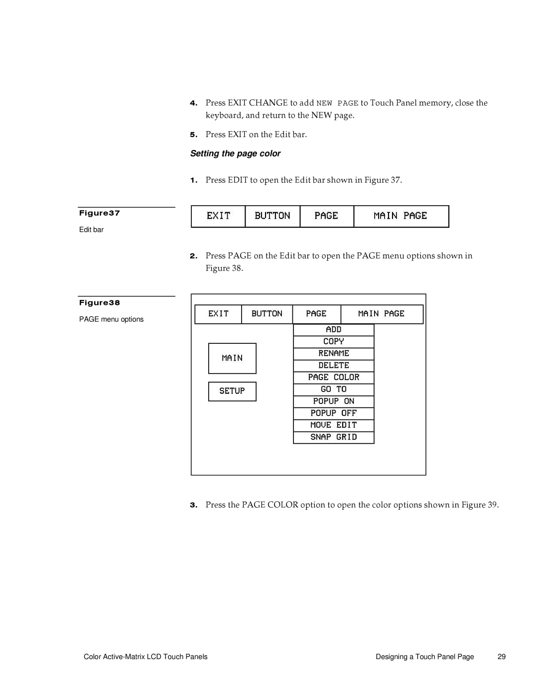 AMX G3 manual Setting the page color 