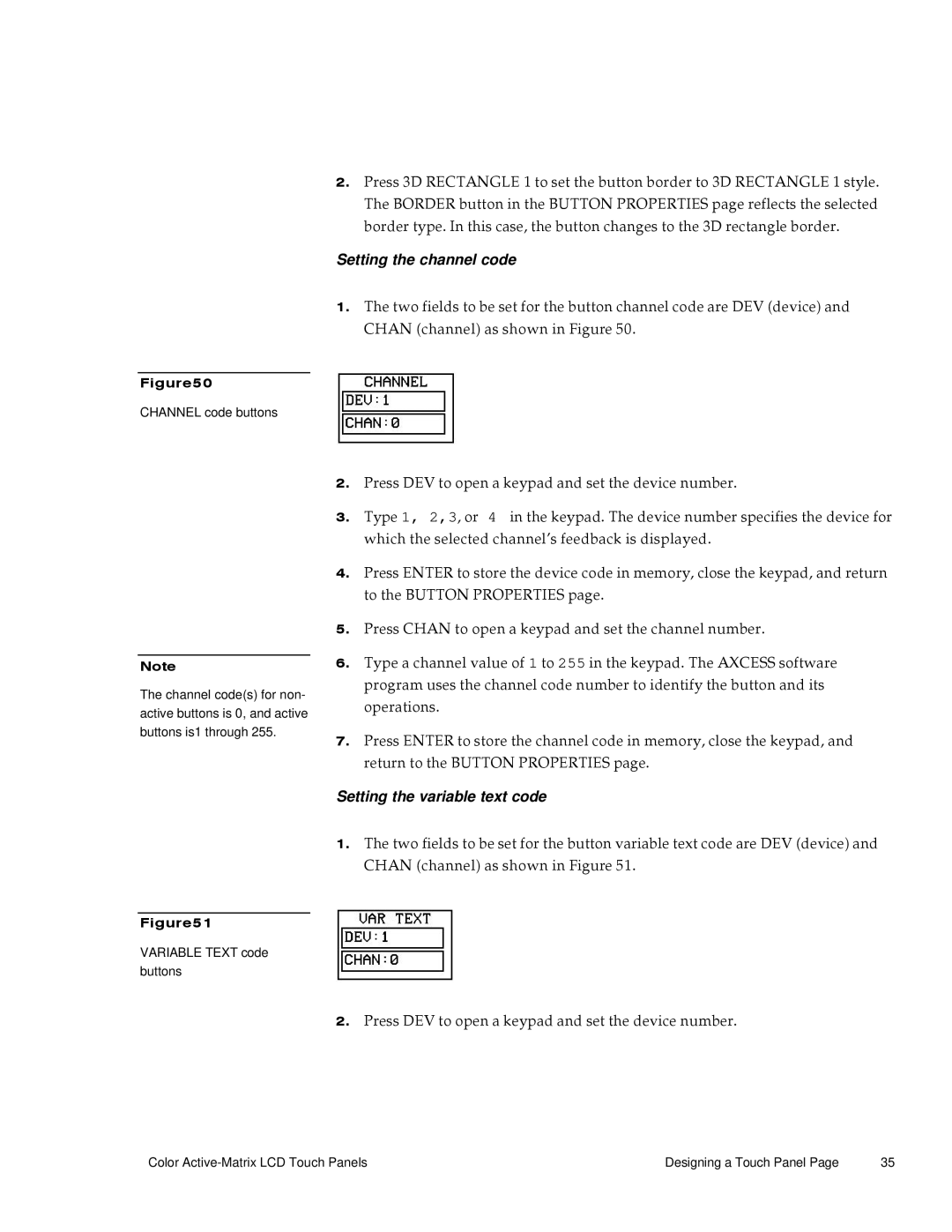 AMX G3 manual Setting the channel code, Setting the variable text code 