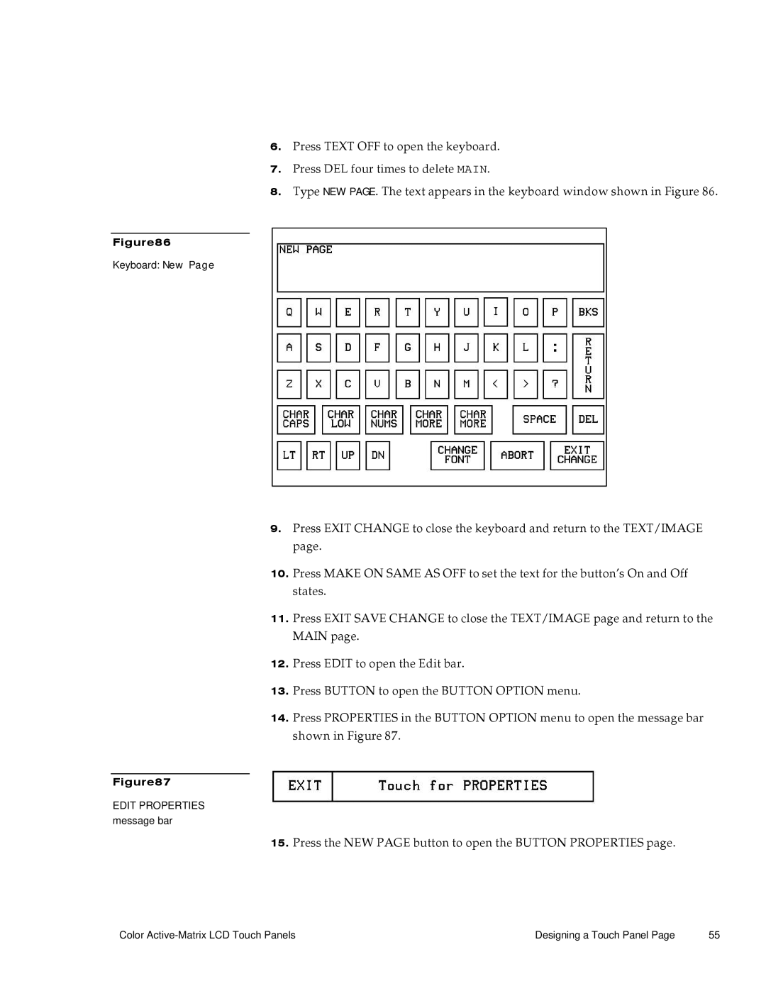 AMX G3 manual Press the NEW page button to open the Button Properties 